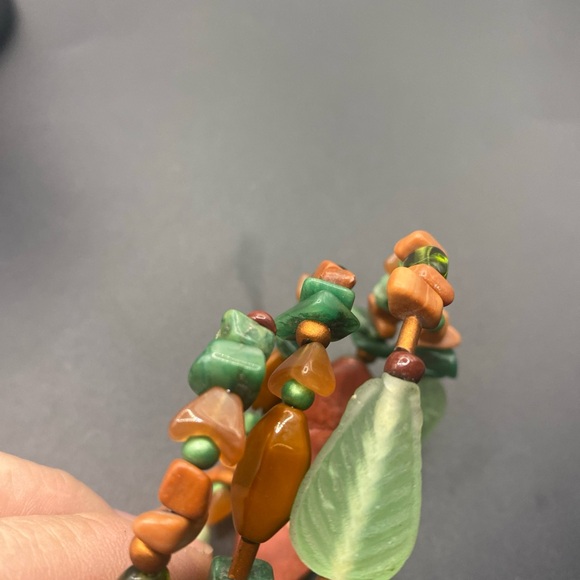 Wrap  Bracelet of Natural Stones Hand Carved Aztec Figure - Picture 6 of 10